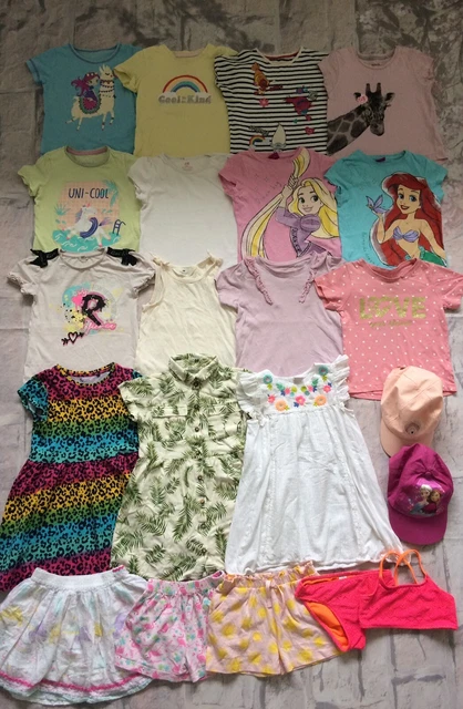 Girls Clothes Bundle 4-5 Years Dress Tops Shorts Cap Etc H&M NEXT TU Etc