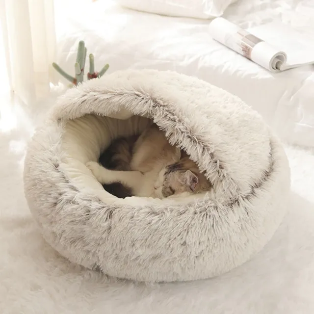 Pet Dog Cat Cave Bed Soft Igloo Bed Warm House Nest Kennel Comfy Dog