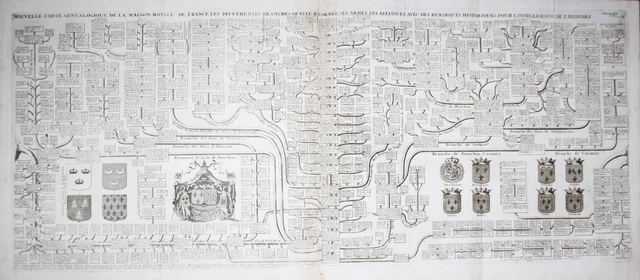 Francia Maison Royale Amicizia Family Tree Engraving Incisione Chatelain 1720