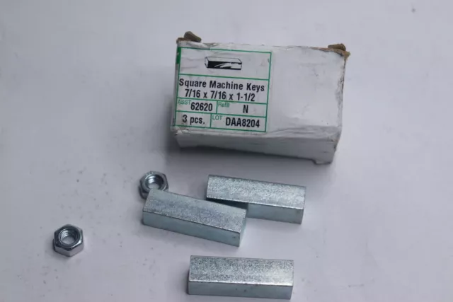 (3-Pk) Midwest Fastener Square Machine Keys Zinc Plated 7/16" x 7/16" x 1-1/2"