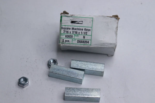 (3-Pk) Midwest Fastener Square Machine Keys Zinc Plated 7/16" x 7/16" x 1-1/2"