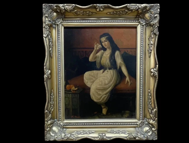 ANTIQUE ARTS AND Crafts Movement Oil On Board Full Body Portrait Of A ...