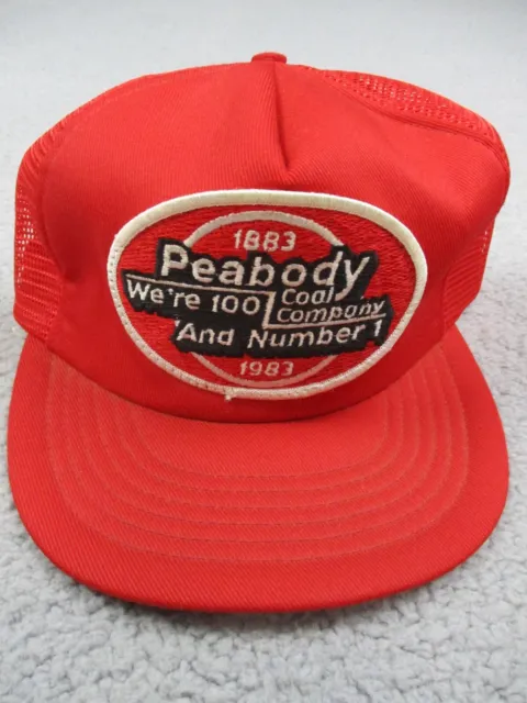 Vintage Trucker Hat Cap Snapback Peabody Coal Company 1983 Mesh Adjustable Red