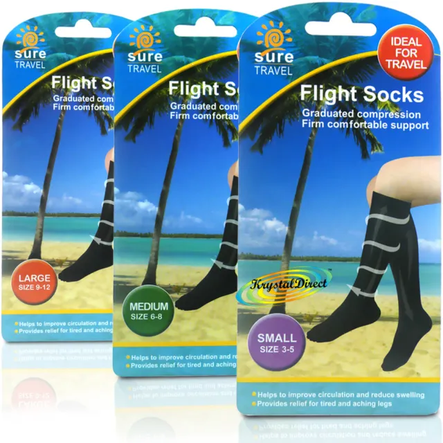 Sure Travel Flight Compression Unisex DVT 12-17mmHg Black Socks