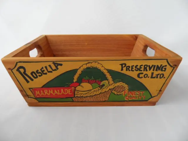1980s Vintage Rosella Preserving Co Ltd Marmalade Wooden Pine Handled Crate Box
