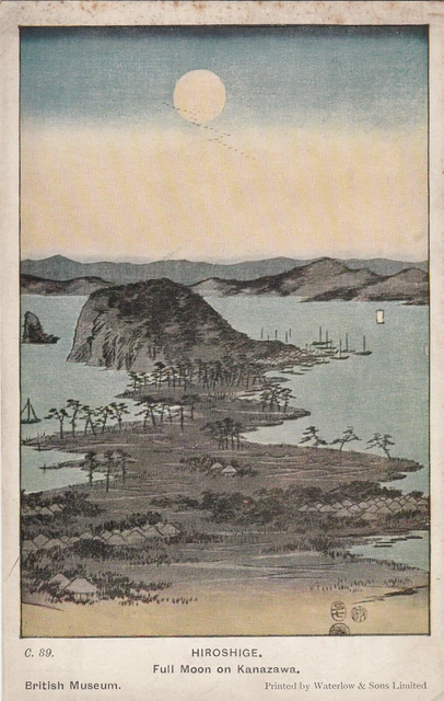 D-277 Hiroshige Full Moon on Kanazawa Japanese Art British Museum Waterlow PC