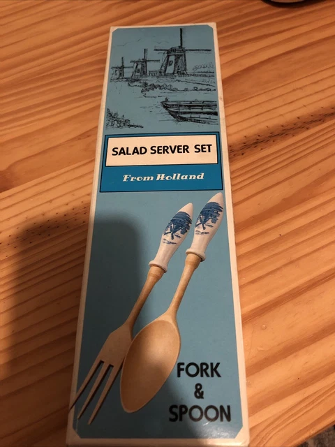 Juego de servidor de ensaladas de recuerdo retro de Holanda - sin usar y en caja original