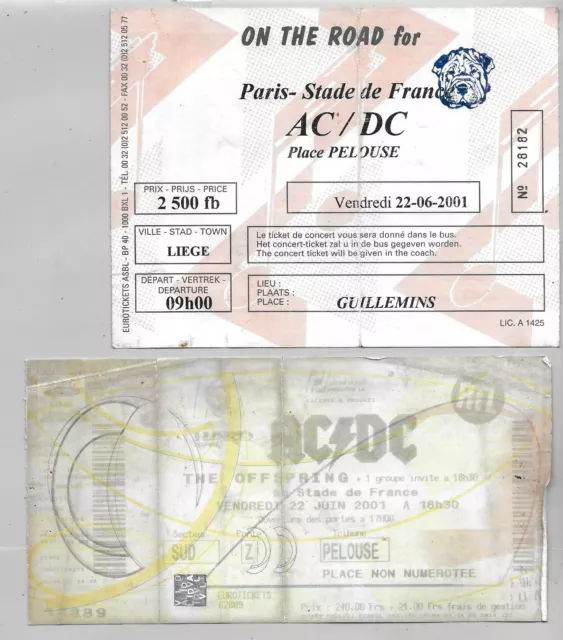 ticket billet concert france ACDC Stade de France 22-06-2001