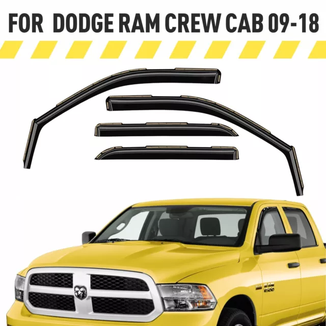 Rain Guards Vent Visors Shade for 2009-2018 Dodge RAM Crew Cab