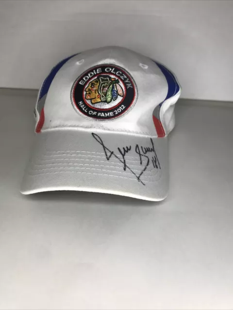 Eddie Olczyk Blackhawk Hall Of Fame 2012 Hat With “Denis Savard #18 Autograph”