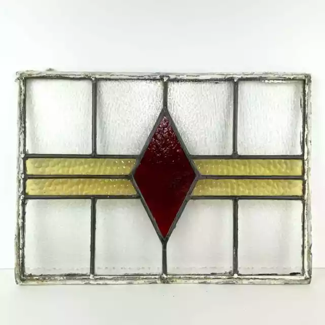 Vintage Leaded Stained Glass Window Unframed 18" x 13.5"