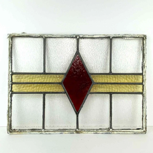 Vintage Leaded Stained Glass Window Unframed 18" x 13.5"