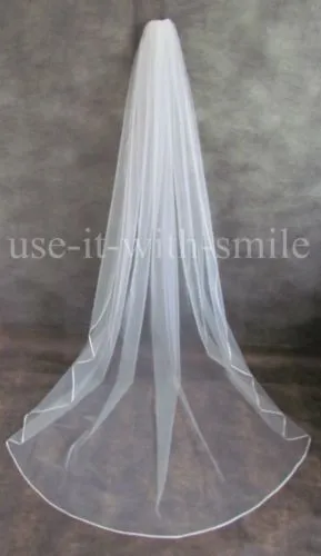 BRIDAL 98'' 1 Tier LIGHT IVORY Chapel Wedding/Bridal Veil Satin Edge NEW UK 