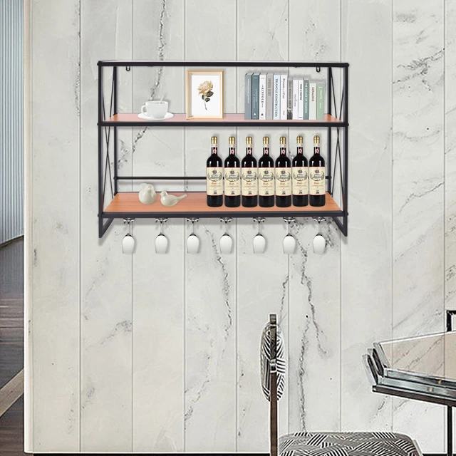 Portabottiglie Da Vino E Bicchieri Sospeso A Soffitto O Parete – Regolabile In Altezza – Ferro Nero – Espositore Per Cantina, Cucina, Bar - 3