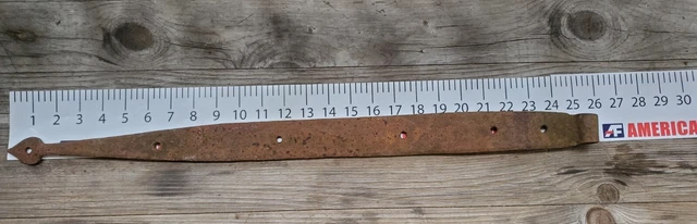 Blacksmith Forged Wrought Iron Barn Door Strap Hinge Mid-Late  1800's LOOK!