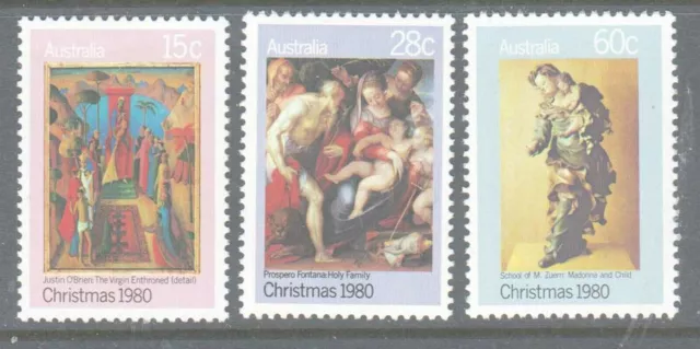Australia 1980 Christmas mint unhinged set 3 stamps.