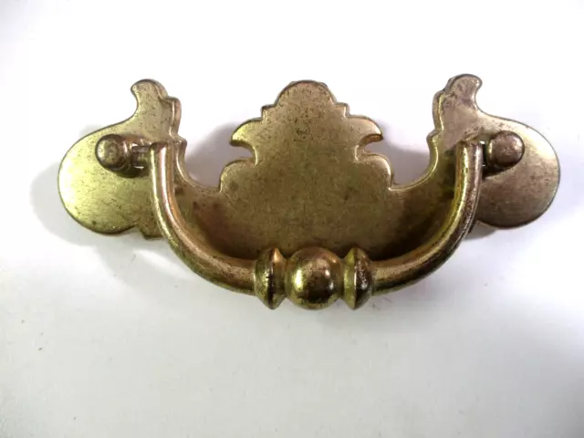 1970s Bat Drop Drawer Bail Pull Handle Light Satin Brass Plated 2-1/2" Centers