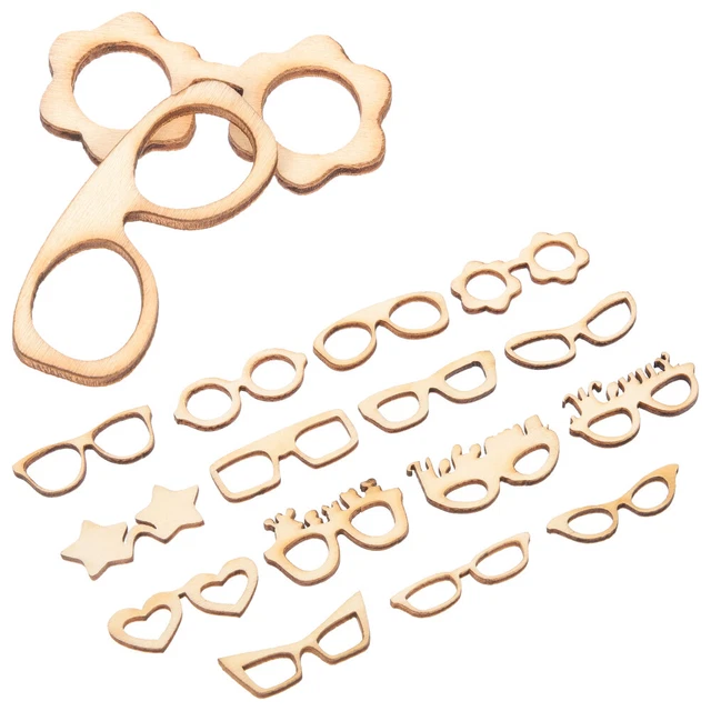 17 Pcs Pendentifs Breloques Lunettes Verres Copeaux De Bois Mini-décor Self Made
