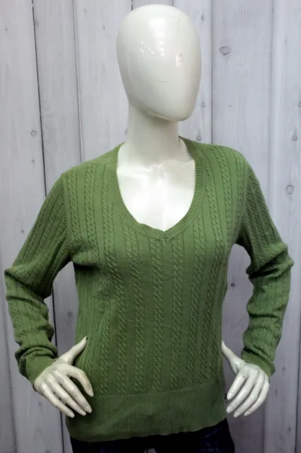 Maglione Tommy Hilfiger Donna Taglia L Verde Cotone Sweater Pullover Maglia Logo