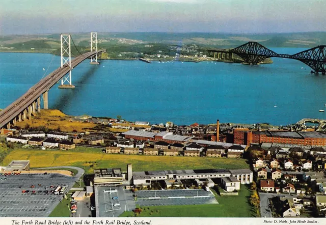 The Forth Road & Rail Bridges From Air Edinburgh John Hinde Postcard (A130)