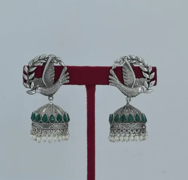 Bird Oxidize 925 Sterling Silver Earring Jhumka Jhumki Earrings Gift For Her