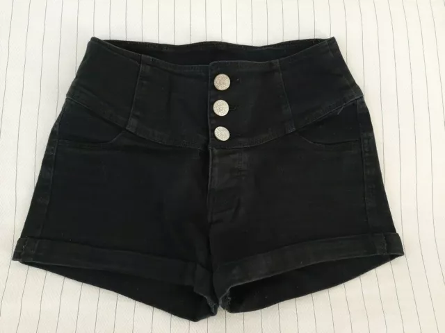 PANTALONCINI SHORTS COTONE nero vita alta ragazza donna Terranova