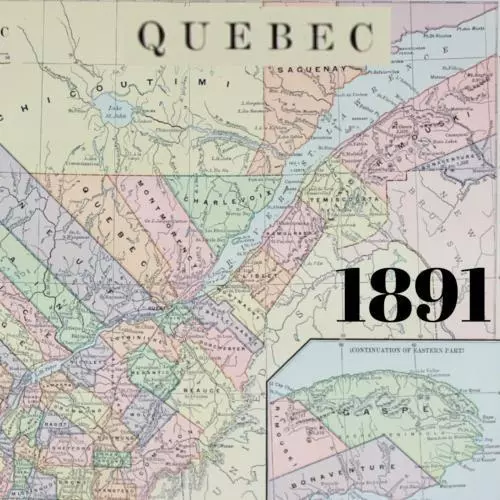 1891 Quebec Canada Gaspe French St Lawrence  Map Antique Color Victorian Era