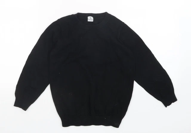 TU Girls Black Round Neck Cotton Pullover Jumper Size 7 Years