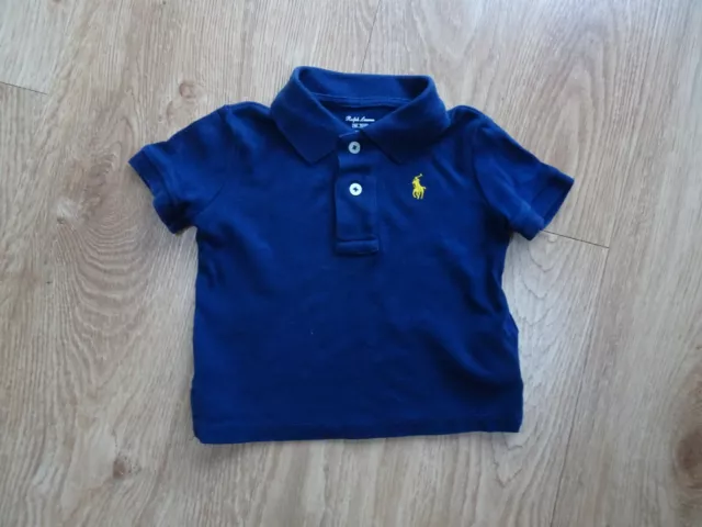 RALPH LAUREN baby boys navy polo t shirt top AGE 6 - 9 MONTHS authentic