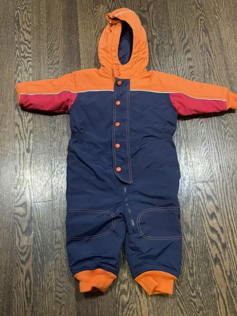 Boys Hanna Andersson Blue Orange Red Winter Snowsuit Jacket Size 80 18-24 Months