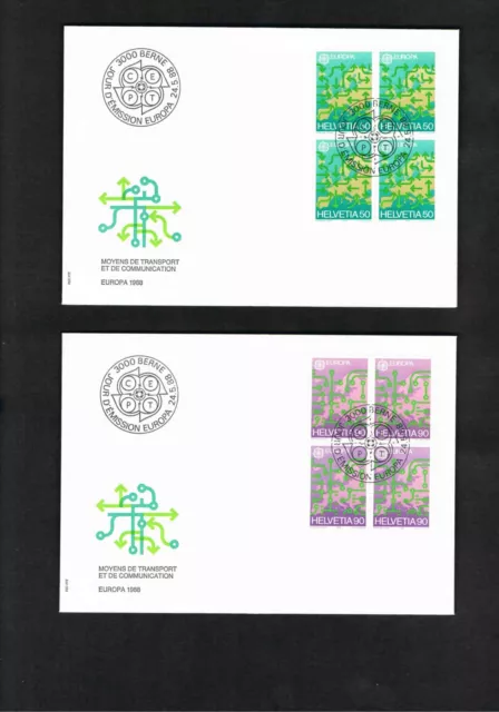 2 Schweiz - Schmuck - FDC`s - 4er Block - Mi. Nr. 1370 - 1371 " EUROPA " TOP !!!