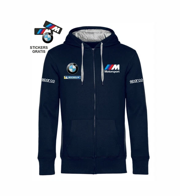 Felpa ZIP BLU NAVY Cappuccio grayBMW motorsport replica Rally GP 3+  stickers