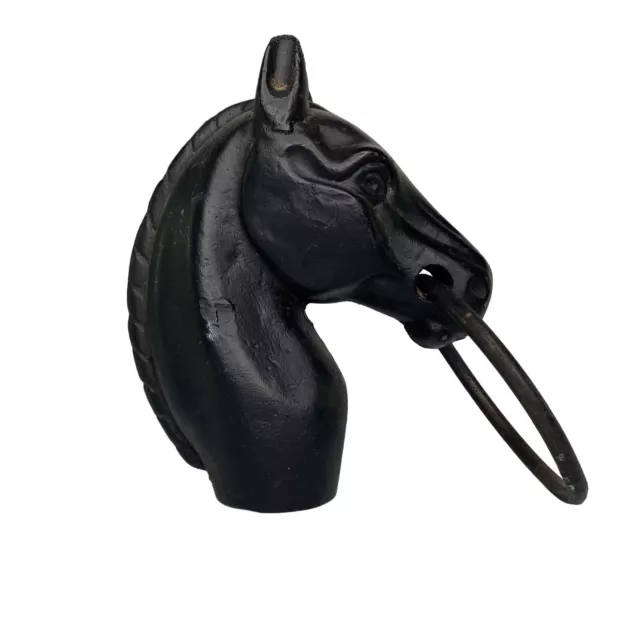 Cast Iron Horse Head Fence Post Hitching Post Topper Mouth Ring Heavy