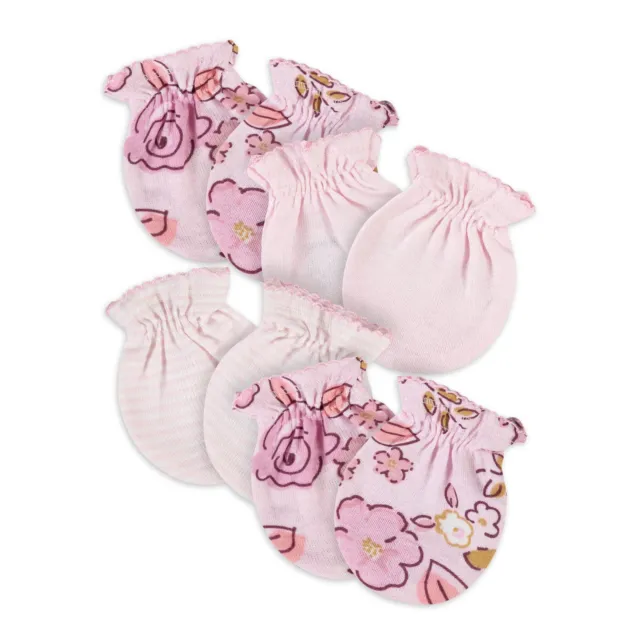 Gerber Baby Girls 4 Pack Mittens Size 0-3 Months Princess Floral NEW CUTE