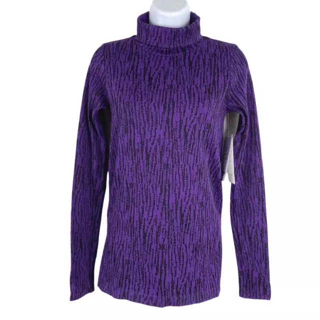 ATHLETA FLURRY ELEMENTAL Turtleneck Women's XS Purple Black Long Sleeve ...