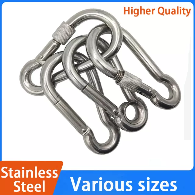 Small & Large CARABINER CLIP - HARDWARE Stainless Steel - WILL NOT RUST OUTDOORS
