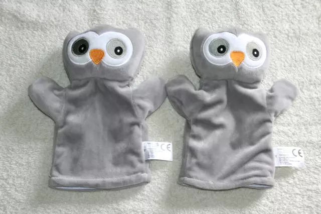 Zeeman 2 Doudou Chouette Hibou Plat Marionnette Gris 21 Cm Etat Neuf