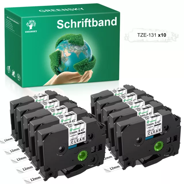 6x Schriftband TZe-231 12mm für Brother P-Touch PT-H100LB E100 1000 1010 H105