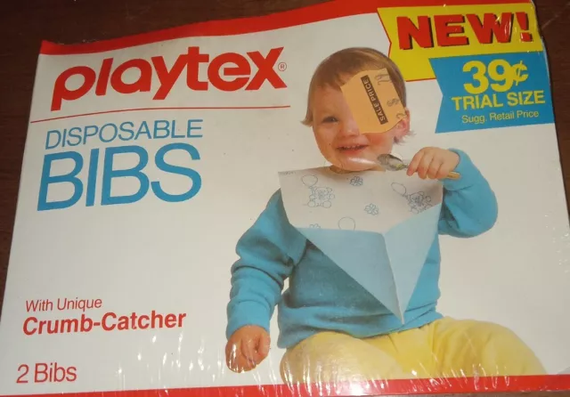 PLAYTEX Disposable BIBS Trail 2-Pack Crumb-Catcher VINTAGE 1980s NEW Prop *READ