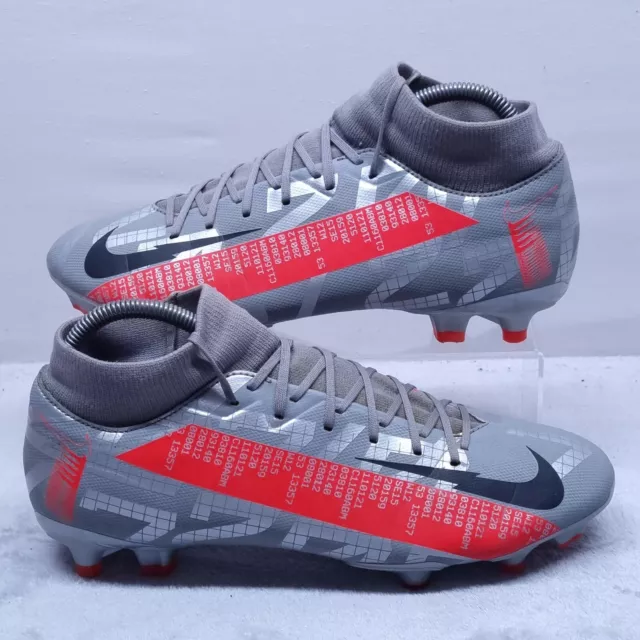 Nike Football Boots Size 7.5 Mercurial Superfly 7 Grey Red Moulded Studs grass