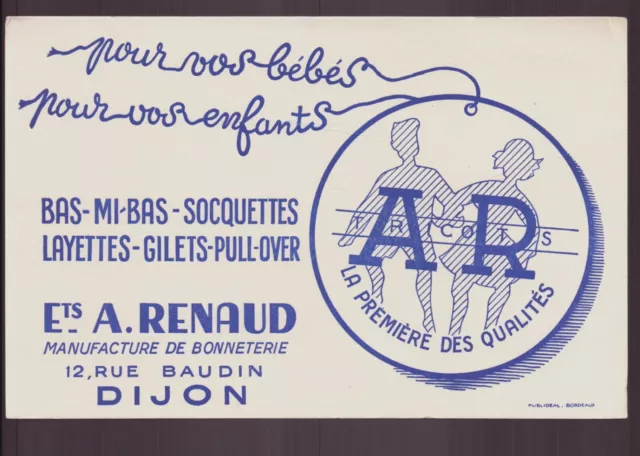 Buvard Bonneterie A. Renaud A Dijon