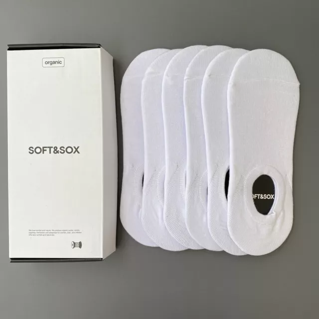 Box 6 pair Men No Show Invisible Socks Organic Bamboo Anti-Bacterial Non-slip