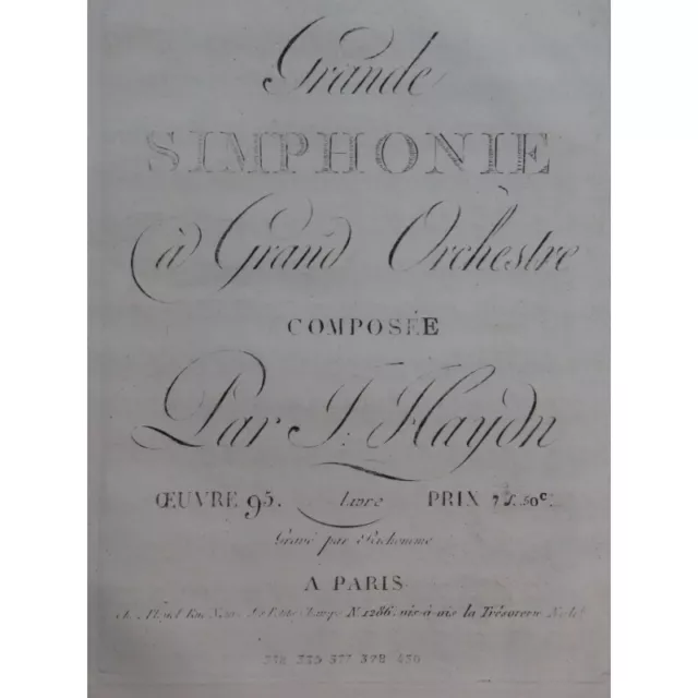 HAYDN Joseph Grande Symphonie op 95 Orchestre ca1800