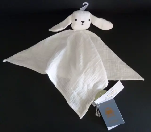 U12. DOUDOU PLAT BOUT'CHOU LAPIN MOUCHOIR ECRU blanc lange gaze coton carré NEUF