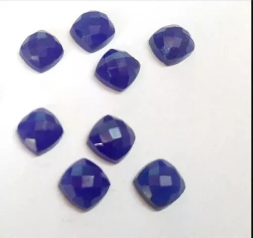 50 Pcs Great Lot Natural Blue Jade 5 mm Cushion Checker Cut Loose Gemstone