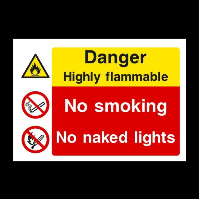 Highly Flammable Plastic Sign OR Sticker - All Sizes A6 A5 A4 (MP33)