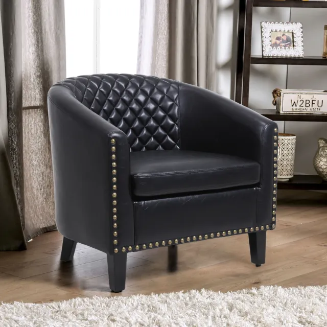 Accent Chair Armchair Barrel Tub Chair PU Leather Sofa Chair For Living Room