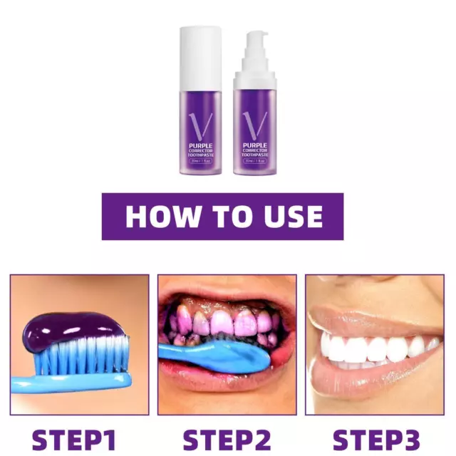 Purple Toothpaste for Sensitive Teeth 30ml Reduce Yellowing Brightening