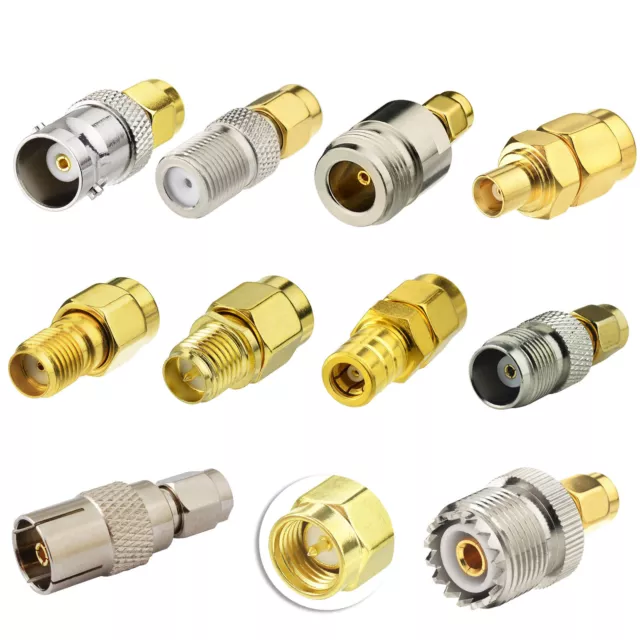 SMA Connector Kit SMA Male to UHF N-Type TNC BNC MCX SMB for Extender Pack of 10