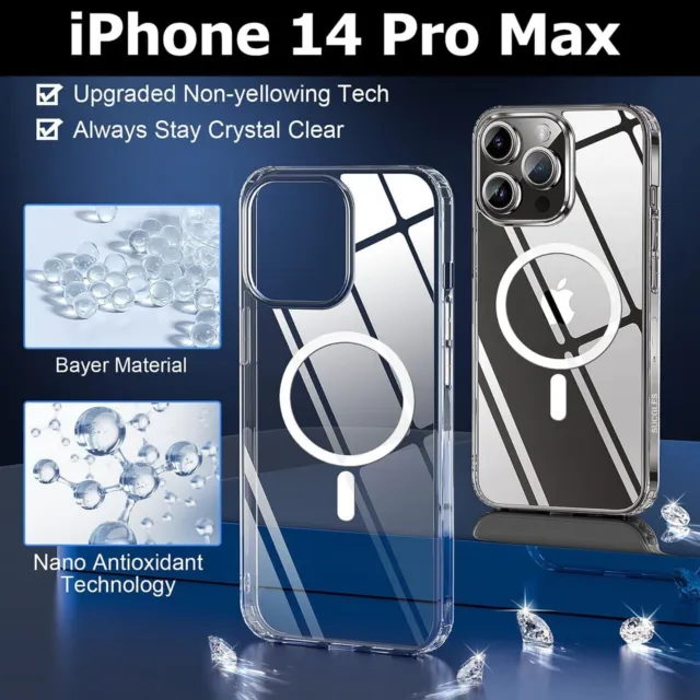 For Apple iPhone 15 14 13 12 11 Pro Max Clear Case Slim Plating Mag Cover 3